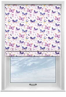 Butterfly Garden, Enchanting Purples - Motorised Roman Blind